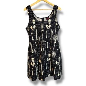 Modcloth Folter Skeleton Print Skater Fit & Flare Dress Sleeveless